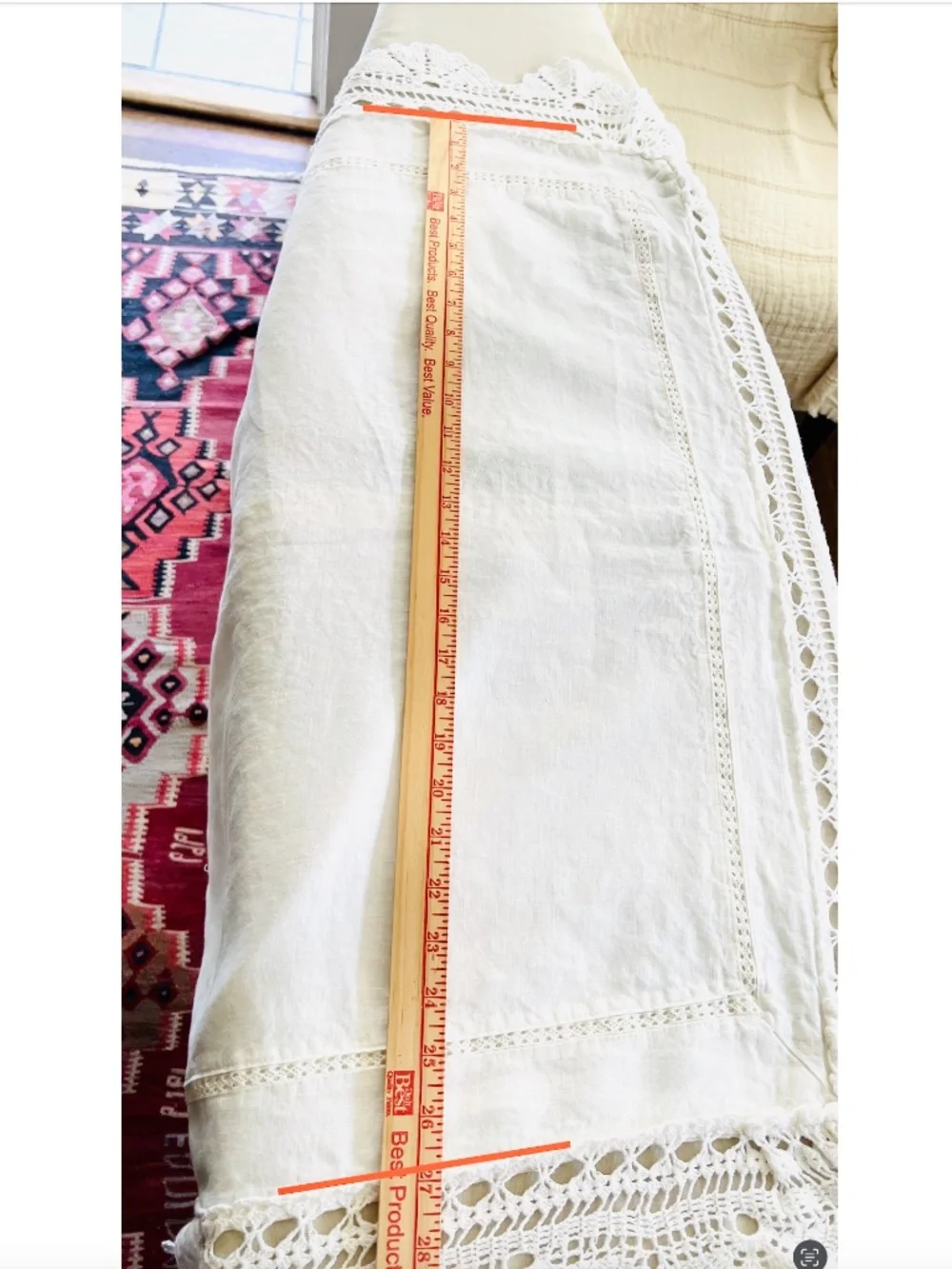 Pair of BELLA NOTTE 100% Linen Crochet Lace Euro Shams in White